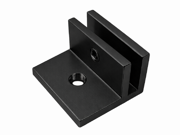 Glass Shelf Bracket - Square 50mm x 43mm x 24mm with Horizontal Leg - Matt Black